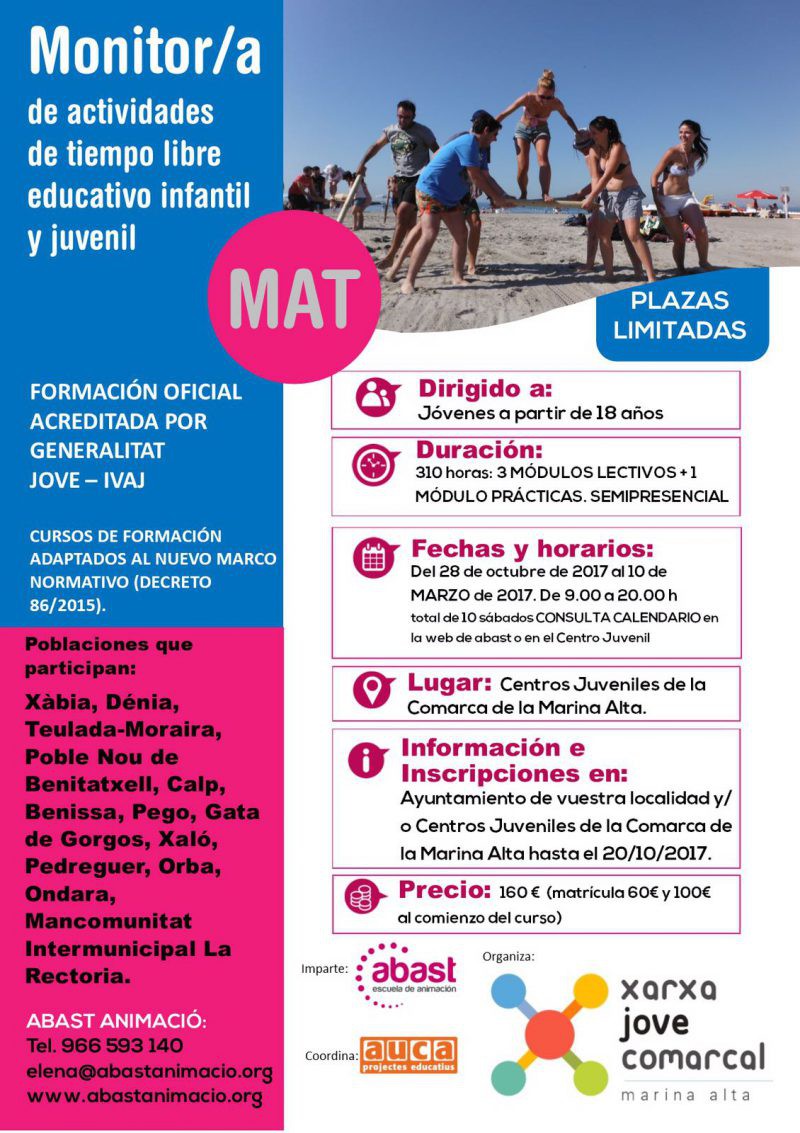 La Xarxa Jove Marina Alta oferta un nou curs de monitor/a de temps lliure