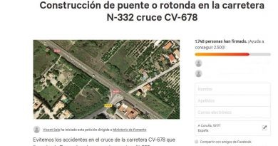 Enceten una campanya de signatures a Change.org perquè el Ministeri de Foment construïsca un pont o una rotonda a l’encreuament de la N-332 i la carretera del mar (CV-678)
