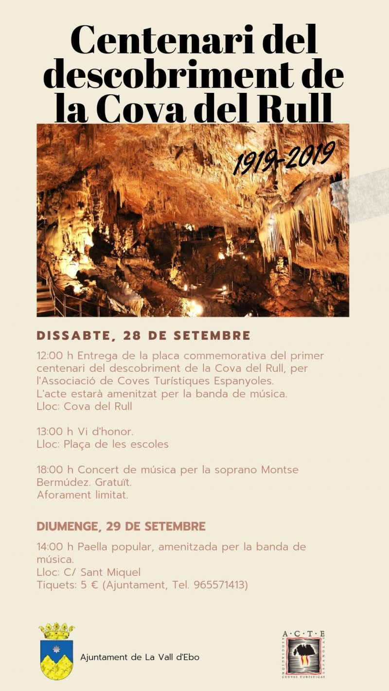 Aquest cap de setmana es commemora el centenari del descobriment de la Cova del Rull