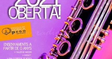 L’Escola de Música de Pego obri termini de matriculació per al curs 2020-2021