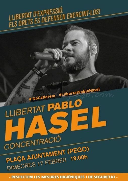 Convoquen una concentració a Pego per a exigir la llibertat de Pablo Hasél