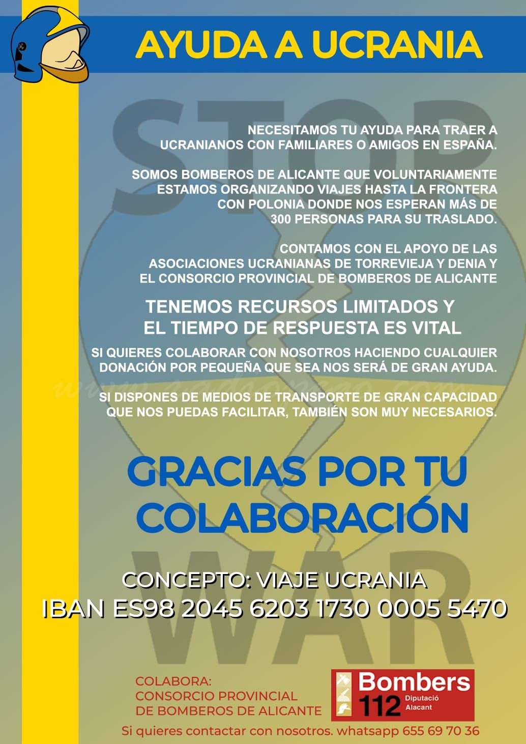 Els bombers voluntaris que estan traslladant refugiades a la Comunitat Valenciana necessiten ajuda econòmica