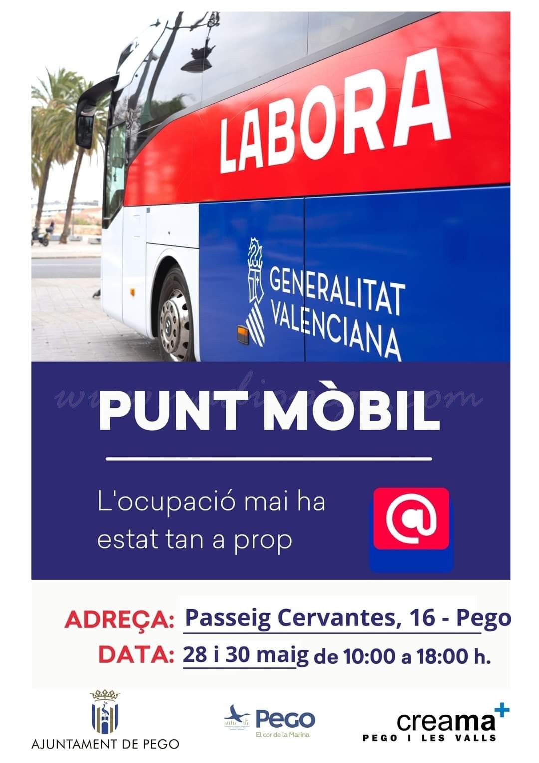 Pego tindrà un punt Labora mòbil dissabte i dilluns al passeig Cervantes