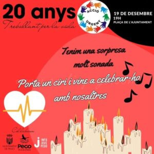 Acció Urgent espera comptar amb tota la ciutadania en la celebració del seu 20 aniversari