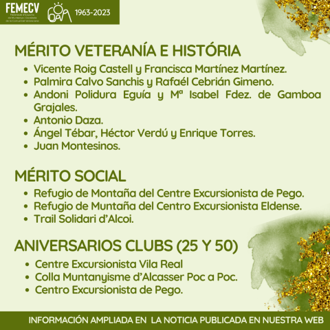 El Centre Excursionista Pego guanya dos dels Premis FEMECV 2023