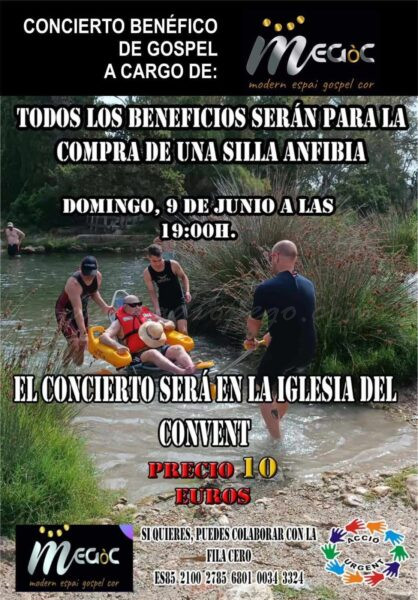 Acció Urgent organitza un concert benèfic per a comprar una cadira amfíbia