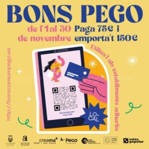 A Pego els bons consum nodrixen amb més de 311.600€ el comerç i la restauració local