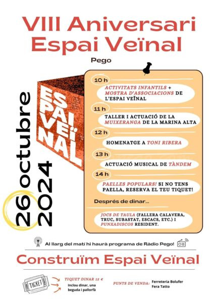 L’Espai Veïnal celebra els seus 8 anys de vida i homenatja un dels seus impulsors, Toni Ribera