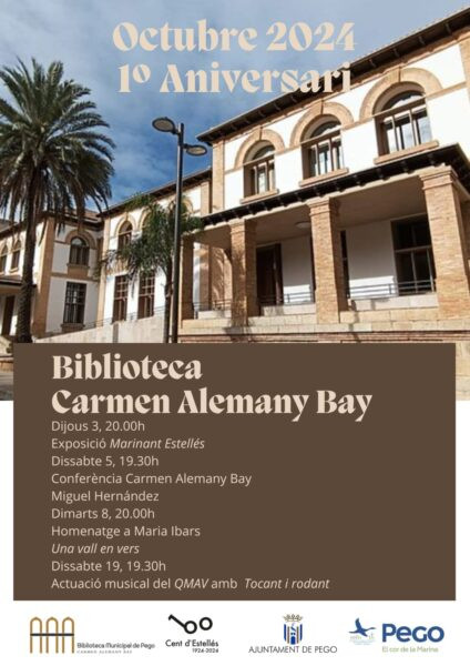 Pego celebra el primer aniversari d’obertura de la biblioteca Carmen Alemany Bay amb activitats diverses