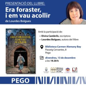 Es presenta a Pego la novel·la històrica ‘Era foraster i em vau acollir’, un homenatge al Monestir de la Valldigna de la simatera Lourdes Boïgues