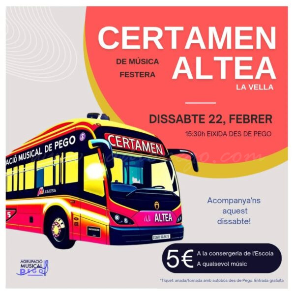 L’Agrupació Musical de Pego participa dissabte en el XV Certamen de Música Festera d’Altea la Vella