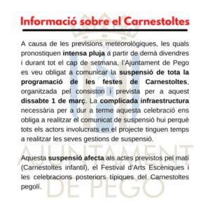 Se suspén el Carnestoltes de Pego