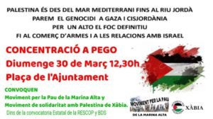 Arriba a Pego la concentració mensual per Palestina de la Marina Alta