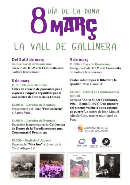 La Vall de Gallinera celebra el 8M amb una completa agenda per «fer visible la lluita de les dones en tots els àmbits», assegura Sandra Cortell, regidora d’Igualtat