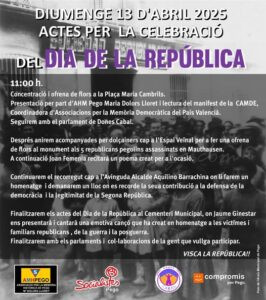L’Associació de Memòria Històrica de Pego demana un espai públic on recordar Aquilino Barrachina per «la seua contribució a la defensa de la democràcia i la legitimitat de la II República»