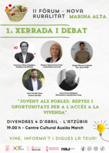 L’Atzúbia acull el primer debat del II Fòrum de la Nova Ruralitat de la Marina Alta