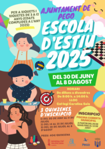 Obertes les inscripcions de l’Escola d’Estiu de Pego