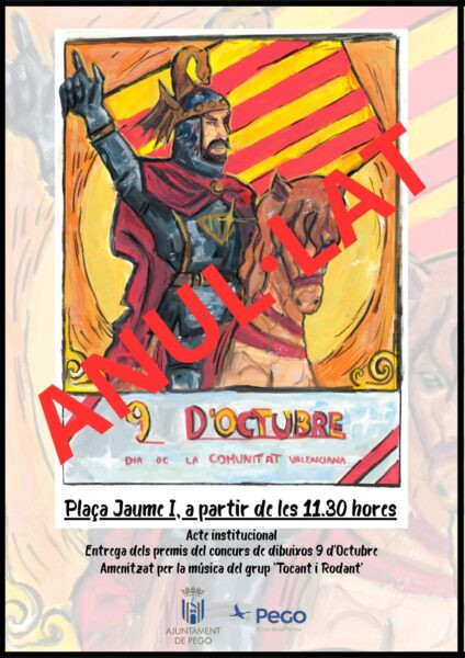 Anul·lat l’acte institucional del 9 d’octubre a Pego per la previsió de fortes pluges