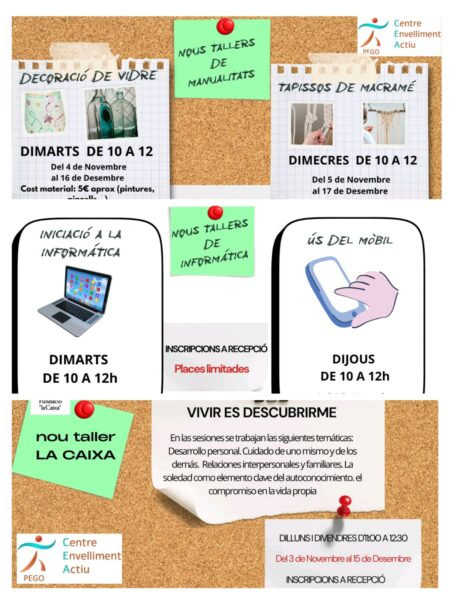 El Centre d’Envelliment Actiu de Pego oferix nous tallers