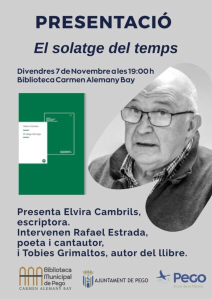 Tobies Grimaltos presenta a Pego la reedició del seu llibre més personal ‘El solatge del temps’