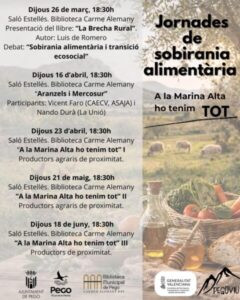 Pego Viu posa damunt la taula “què mengem i d’on ve” organitzant unes Jornades de Sobirania Alimentària