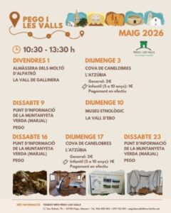 Durant els mesos de maig i juny podran continuar visitant-se els caps de setmana els monuments i recursos turístics de Pego i les Valls