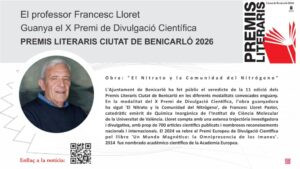 Paco Lloret guanya el X Premi de Divulgació Científica Ciutat de Benicarló