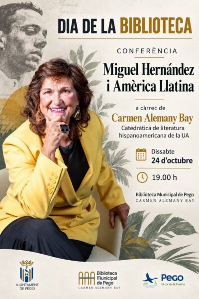 Carmen Alemany hablará de Miguel Hernández y América Latina en el tercer aniversario de la biblioteca de Pego